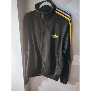 Rare Adidas OriginalsTrack jacket  Black Candy stripes firebird trefoil
